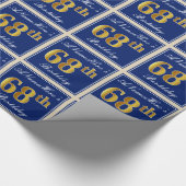 Elegant, blau, Imitate Gold 68. Geburtstag + Name Geschenkpapier (Ecke)