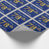 Elegant, blau, Imitate Gold 78. Geburtstag + Name Geschenkpapier (Ecke)