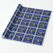 Elegant, blau, Imitate Gold 78. Geburtstag + Name Geschenkpapier (Ungerollt)