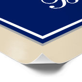 Elegant, blau, Imitate Gold 7. Geburtstag; Individ Poster (Ecke)