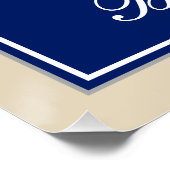 Elegant, blau, Imitate Gold 86. Geburtstag + Name Poster (Ecke)