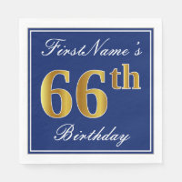 Elegant Blau, Imitats Gold 66. Geburtstag; Individ