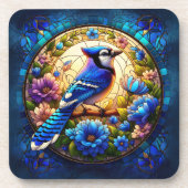 Elegant, blau, Jay, aus Naturglas Inspiriert Getränkeuntersetzer (Vorderseite)