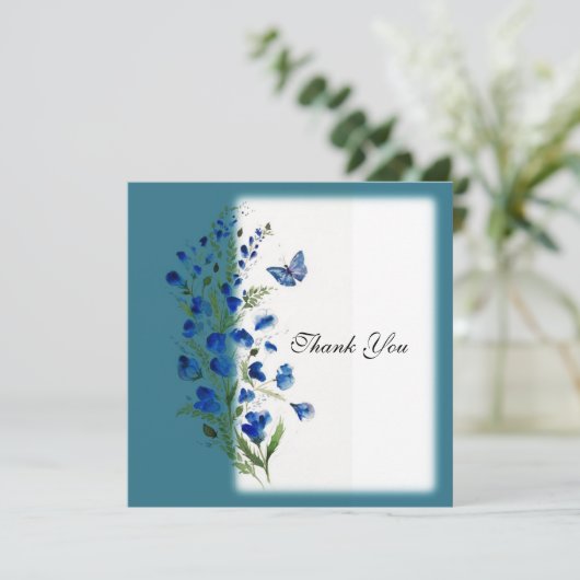 Elegant blau mit Blume (Stehend Vorderseite)