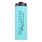 Elegant blau mit Monogramm Thermosbecher (Vorderseite)