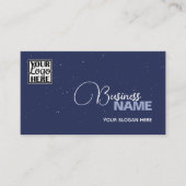 Elegant Blau Moderne zwei Farben Klassisch mit Log Visitenkarte (Vorderseite)