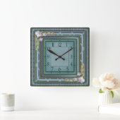 Elegant blau quadratische wanduhr (Zuhause)