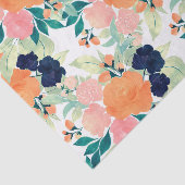 Elegant Blau Rosa Orange Blume Wasserfarben Seidenpapier (Ausschnitt)