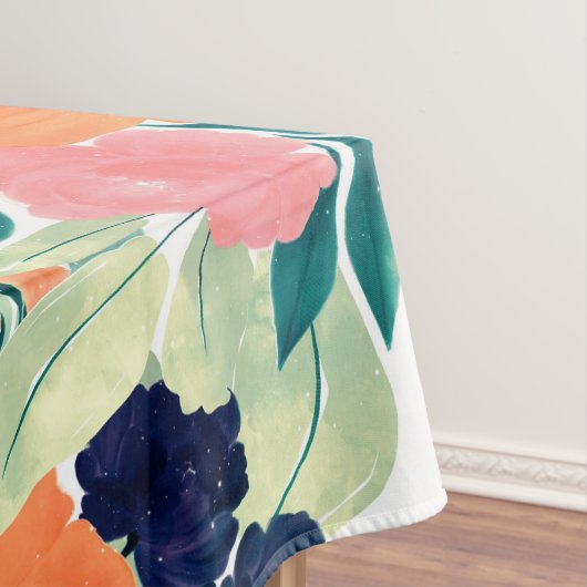 Elegant Blau Rosa Orange Blume Wasserfarben Tischdecke (Beispiel)