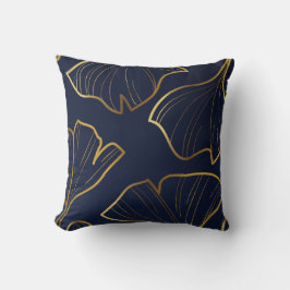 Elegant Blau und Gold Floral Kissen