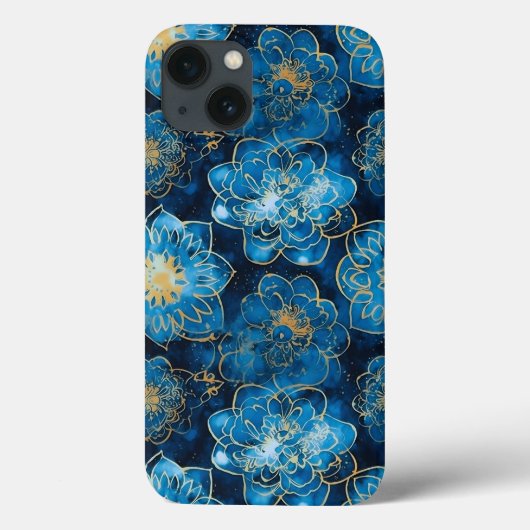 Elegant Blau und Gold Floral - Stilvoll botanisch Case-Mate iPhone Hülle (Rückseite)