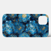 Elegant Blau und Gold Floral - Stilvoll botanisch Case-Mate iPhone Hülle (Rückseite (Horizontal))