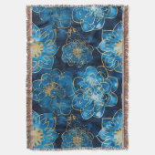 Elegant Blau und Gold Floral - Stilvoll botanisch Decke (Vorderseite Vertikal)