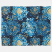 Elegant Blau und Gold Floral - Stilvoll botanisch Fleecedecke (Vorderseite (Horizontal))