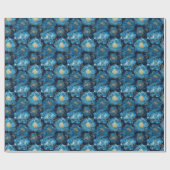 Elegant Blau und Gold Floral - Stilvoll botanisch Geschenkpapier (Flach)
