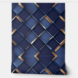 Elegant Blau und Gold Geometric Tapete