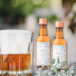 Elegant Blau und Weiß Cheers Stilvolle Hochzeit Weinetikett