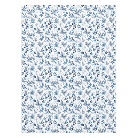 Elegant Blau und Weiß Pine und Heilige Weihnachten Tischdecke (Vorderseite)