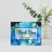 Elegant blaue aquamarine Hydrangeas blauer Rose Dankeskarte (Stehend Vorderseite)