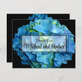 Elegant blaue aquamarine Hydrangeas blauer Rose Dankeskarte (Vorne/Hinten)