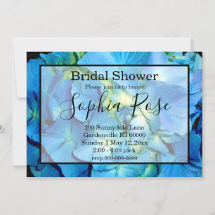 Elegant blaue aquamarine Hydrangeas blauer Rose Einladung
