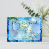 Elegant blaue aquamarine Hydrangeas blauer Rose UA RSVP Karte (Stehend Vorderseite)