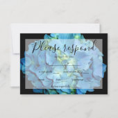 Elegant blaue aquamarine Hydrangeas blauer Rose UA RSVP Karte (Vorderseite)