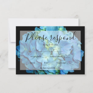 Elegant blaue aquamarine Hydrangeas blauer Rose UA RSVP Karte