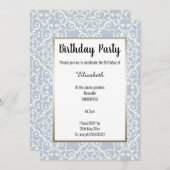 ELEGANT BLAUE BRONZE PATTERN GEBURTSTAG EINLADUNG (Vorne/Hinten)