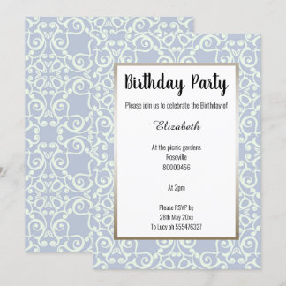 ELEGANT BLAUE BRONZE PATTERN GEBURTSTAG EINLADUNG
