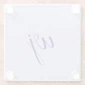 Elegant blaue Buchstaben-Initialen Glasuntersetzer (Rückseite)