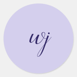 Elegant blaue Buchstaben-Initialen Runder Aufkleber