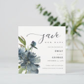 ELEGANT BLAUE GREEN GOLD FLORAL SAVE THE DATE CARD DANKESKARTE (Stehend Vorderseite)