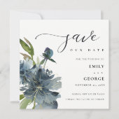 ELEGANT BLAUE GREEN GOLD FLORAL SAVE THE DATE CARD DANKESKARTE (Vorderseite)