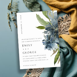 ELEGANT BLAUE GREEN GOLD FLORAL WEDING INVITE DANKESKARTE