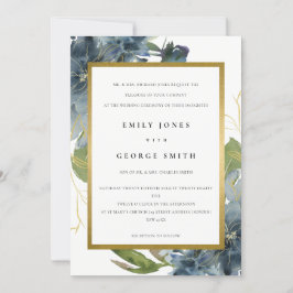 ELEGANT BLAUE GREEN GOLD FLORAL WEDING INVITE DANKESKARTE