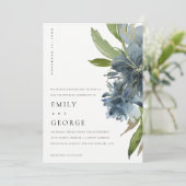 ELEGANT BLAUE GREEN GOLD FLORAL WEDING INVITE DANKESKARTE (Stehend Vorderseite)