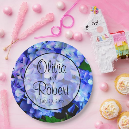 Elegant blaue lila Blumenhydrangeas Pappteller (Party)