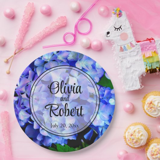 Elegant blaue lila Blumenhydrangeas Pappteller (Party)