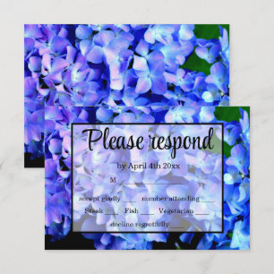 Elegant blaue lila Blumenhydrangeas RSVP Karte