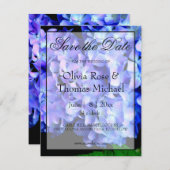 Elegant blaue lila Blumenhydrangeas Save The Date (Vorne/Hinten)