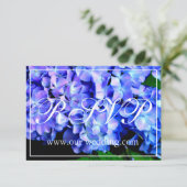 Elegant blaue lila Blumenhydrangeas Save The Date (Stehend Vorderseite)