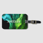 Elegant-blaue Marmorkunst Imitate Glitzer Gepäckanhänger (Vorderseite (Horizontal))