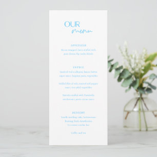 Elegant blaue moderne Hochzeit Menükarte