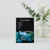 ELEGANT BLAUE PEACOCK FASHION JEWEL Black Paper Visitenkarte (Stehend Vorderseite)