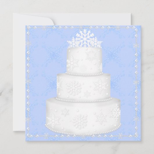 ELEGANT BLAUE WEDD CAKE TOPPER EINLADUNG (Vorderseite)