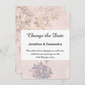 ELEGANT BLAUEN PINK FLORAL ÄNDERN DAS DATUM (Vorne/Hinten)