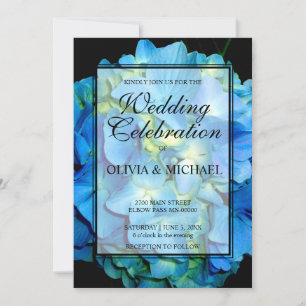 Elegant blauer aquamariner Hydrangeas-Rose Hochzei Einladung