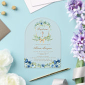 Elegant Blauer Blumenkreuz Einladung (Insitu (Hochzeit))