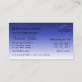 Elegant Blauer Gradient Palm Leaf mit Logo Stilvol Visitenkarte (Rückseite)